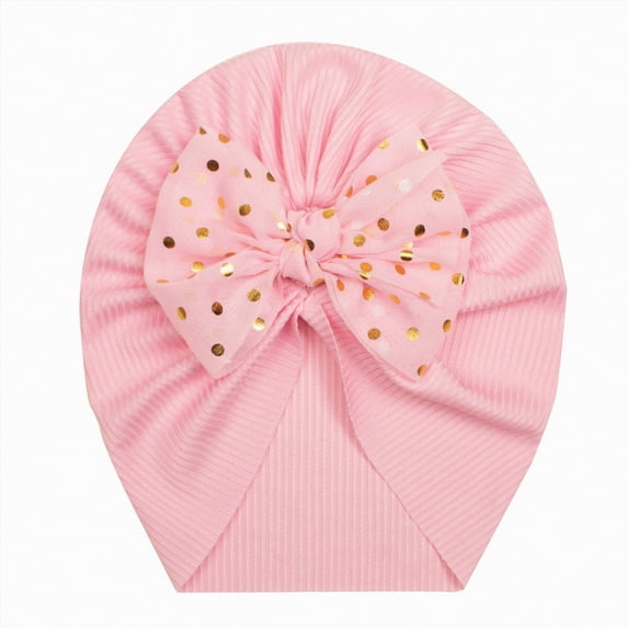 TAmten Headbands for Girls Newborn Bow Hat Infant Baby Hat Caps with Bow Soft Cute Hospital Beanie Hat(Pink,One Size)