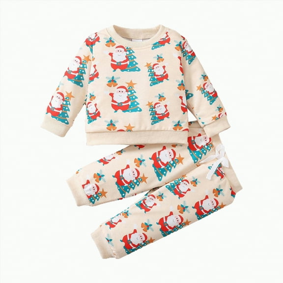 TAmten Infant Boy Clothes Fall Winter Outfits Letter Crewneck Sweatshirt Casual Pants 2Pcs Clothes Set Tops Joggers Pants Outfit Set(Beige,9-12 Months)