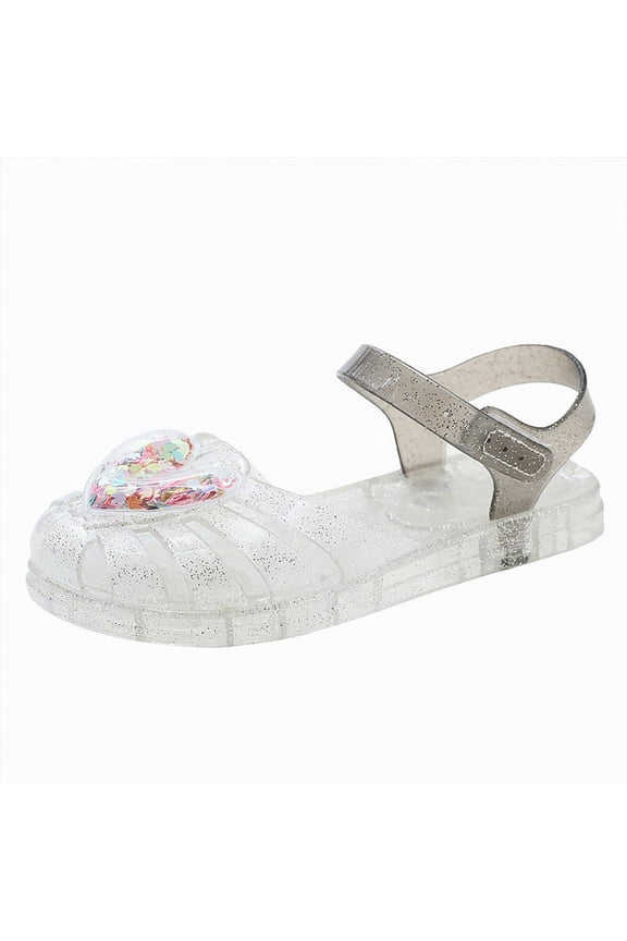 Jelly Sandals for Girls Fisherman Gladiator Water Beach Glitter Slingback Flat Sandals Closed Toe Princess Summer Dress Shoes for Toddler/Little Kid/Big Kid(Silver,10.5)