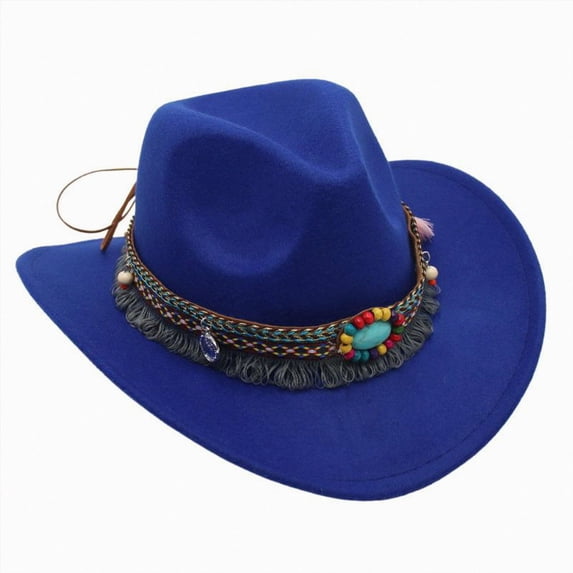 TAmten Kids Boys Girl Western Cowboy Hat Classic Roll Up Hat with Buckle Belt(Blue,3-8 Years)