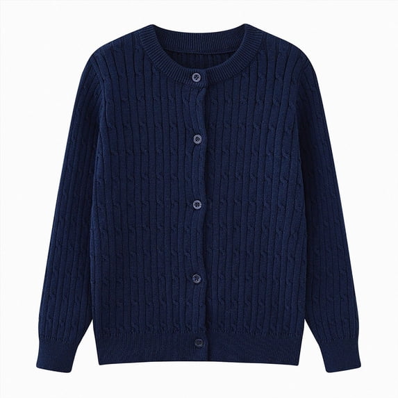 TAmten Kids School Uniform Sweater Girls Cardigan Button Front Long Sleeve Knit Soft Blue,4-5 Years