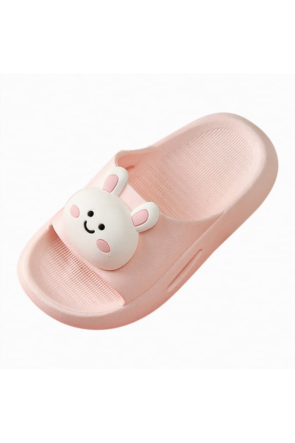 Kids Slides Slippers for Girls Boys,House Slippers Cartoon Bear Non-Slip Shower Slides Bathroom Thick Sole Sandals Indoor Outdoor Slippers(Pink,9)