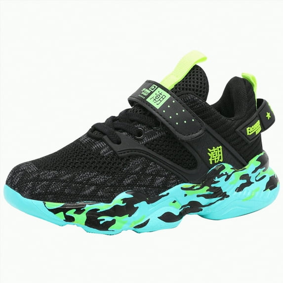 TAmten Kids Sneakers Boys Tennis Shoes,Girls Running Athletic Walking Lightweight Breathable Toddler Slip On Sneakers(Green,5)