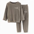 thumbnail image 1 of TAmten Kids Toddler Sleepwear Boys Girls Fleece Set Winter Warm Sleepwear Set Plush Tops+Pants Outfits Loungewear(Coffee,9-10 Years), 1 of 3
