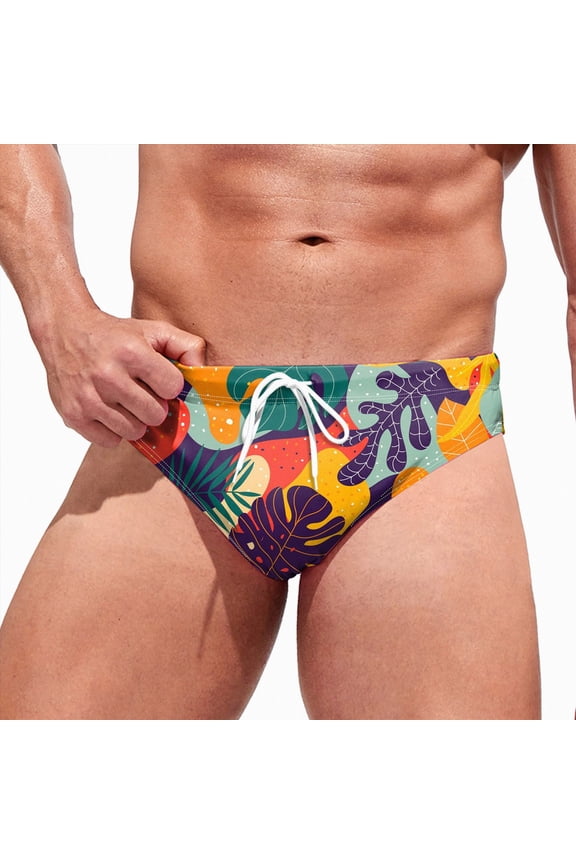 Men's Bathing Suits Mens Bikini Swimwear Sexy Swimsuit Gradient Design Swim Briefs Low Waist Bathing Suit(Gold,M)