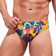 TAmten Mens Bathing Suits Mens Bikini Swimwear Sexy Swimsuit Gradient Design Swim Briefs Low Waist Bathing SuitGold,M