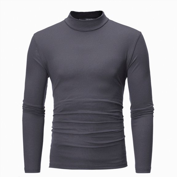 TAmten Men's Long Sleeve Shirt Slim Fit Soft Turtleneck Pullover Lightweight Shirt for Men(Dark Gray,3XL)