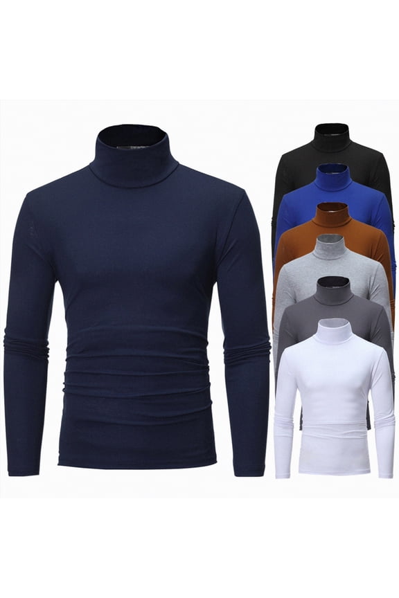 Men's Turtleneck Undershirt Soft Breathable Fabric Long Sleeve Layering Tee Under Dress Shirts Essential Basics(Black,L)