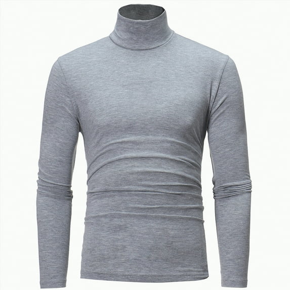 TAmten Mens Long Sleeve Shirt Casual Turtleneck Pullover Tops Slim Fit Basic Lightweight Sweaters(Grey,2XL)