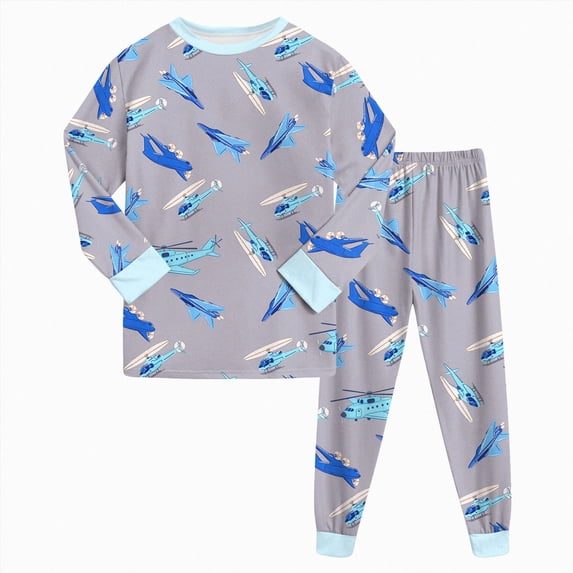 TAmten Planet Pajamas Sets Dinosaur Cotton Truck 2 Piece Long Sleeve Train Sets Sleepwear Clothes Set Loungewear Size 3-4 Years