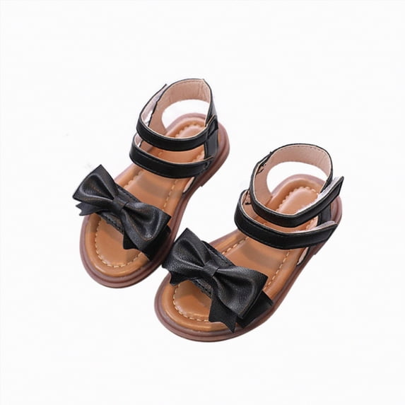 TAmten Size 7 Toddler Shoes Girls Girls Sandals, Open Toe Cute Bow Princess Girls Flats, Sparkly Summer Dress Shoes Sandals for Toddler/Little Kid/Big Kid(Black,9.5)