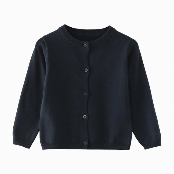 TAmten Sweater Cardigan Toddler Baby Boys Girls Button Solid Color Long Sleeve Knit Sweater School Uniforms Navy,5-6 Years