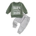 thumbnail image 1 of TAmten Toddler Baby Boy Clothes Fall Winter Clothes Dads Little Dude Long Sleeve Shirt Pants Set Fall Outfits Winter Clothes Set(Green,12-18 Months), 1 of 7