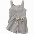 thumbnail image 1 of TAmten Toddler Baby Girl T Shirt Shorts Set Waffle Bow Sleeveless Slip Ruffle Tops Matching Outfit Spring Summer Clothes(Grey,18-24 Months), 1 of 7