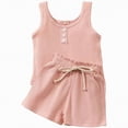 thumbnail image 1 of TAmten Toddler Baby Girl T Shirt Shorts Set Waffle Bow Sleeveless Slip Ruffle Tops Matching Outfit Spring Summer Clothes(Pink,3-4 Years), 1 of 7