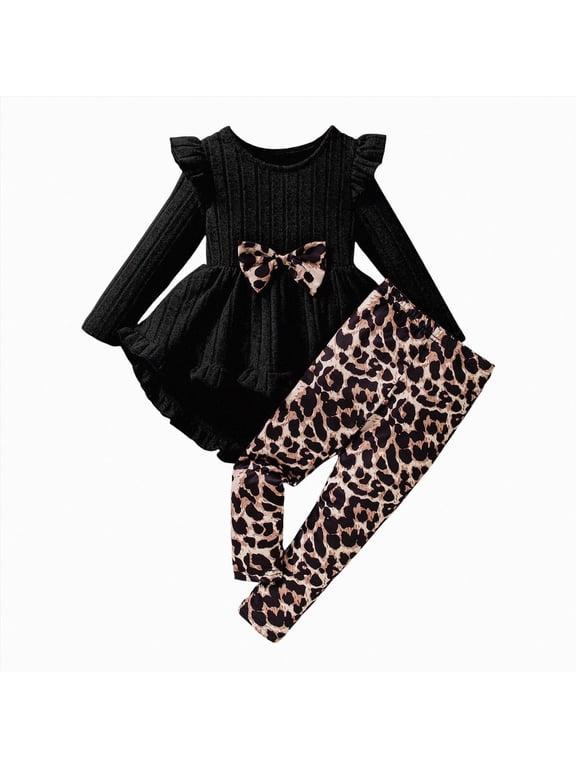 Toddler Baby Girls Little Girls Outfit Contrast Color Long Sleeve Sweatshirt Tops Pants Set Fall Clothes Toddler Girl Outfit for 1t 2t 3t 4t 5t 6t Size 5 Years