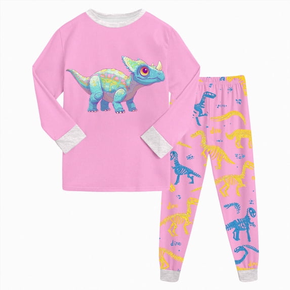 TAmten Toddler Boys Girls Spring Summer Cute Pattern Print 2Pcs Long Sleeve Soft Sleepwear Pants Pajamas Set Size 5-6 Years
