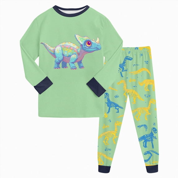 TAmten Toddler Boys Girls Spring Summer Cute Pattern Print 2Pcs Long Sleeve Soft Sleepwear Pants Pajamas Set Size 8-9 Years