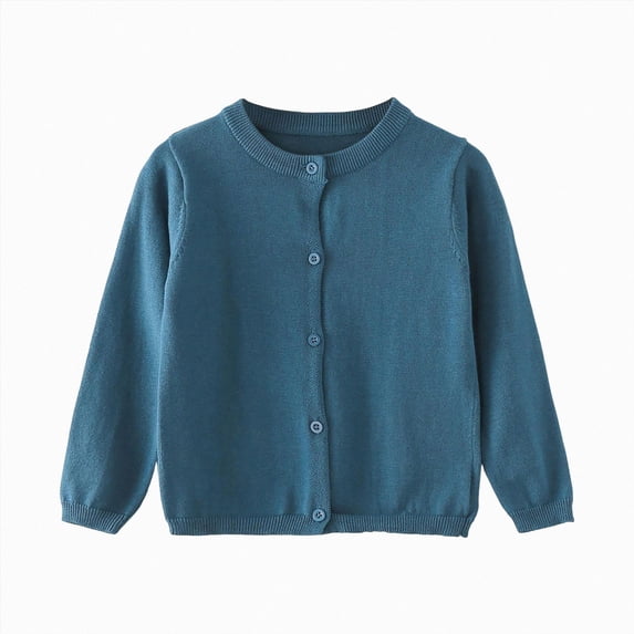 TAmten Toddler Boys Girls Sweater Cardigan Button Down Shawl Collar Cable Knitted Outwear Long Sleeve Sweater Coats with Pockets Sky Blue,6-12 Months