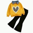 thumbnail image 1 of TAmten Toddler Girl Outfit 2-7 T Kids Toddler Girl Clothes Letter Print Sweatshirt/Hoodie Flared Pants 2Pc Outfits Set(Light Yellow,3-4 Years), 1 of 4