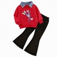thumbnail image 1 of TAmten Toddler Girl Outfit Sets 2-7 T Kids Toddler Girl Clothes Letter Print Sweatshirt/Hoodie Flared Pants 2Pc Outfits Set(Dark Purple,4-5 Years), 1 of 4