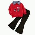 thumbnail image 1 of TAmten Toddler Girl Set 5t 2-7 T Kids Toddler Girl Clothes Letter Print Sweatshirt/Hoodie Flared Pants 2Pc Outfits Set(Red,2-3 Years), 1 of 4