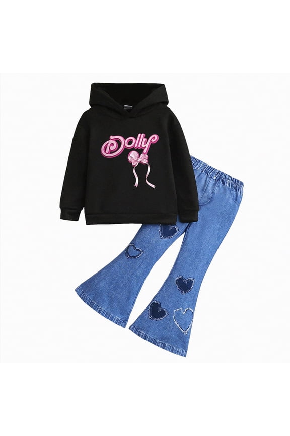 Toddler Girl Set 5t Toddler Girl Clothes Outfits Kids Sweatshirt/Hoodie Set Flare Pants Little Girls Clothes Toddler Outfit for Girls(V,2-3 Years)