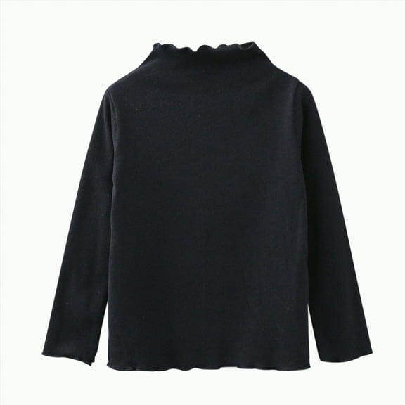 TAmten Toddler Girl Undershirts Toddler Baby Girls Long Sleeve T Shirt Casual Trim Ribbed Knit Pullover Blouse Top(Black,5-6 Years)