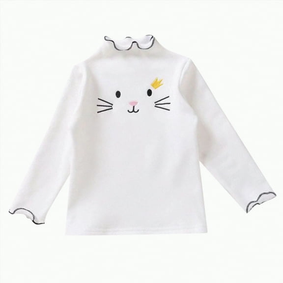 TAmten Toddler Girl Undershirts Toddler Baby Ribbed Knit Cotton Solid Turtleneck Tops Ruffles Long Sleeve Neck Shirts Soft Slim Fit Sweater(White,2-3 Years)