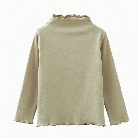TAmten Toddler Girl Undershirts Toddlers Baby Girls Basic Turtleneck T-Shirt Tops Cotton Edge Trim Long Sleeve Strawberry Toddler Girl Clothes(Beige,6-7 Years)