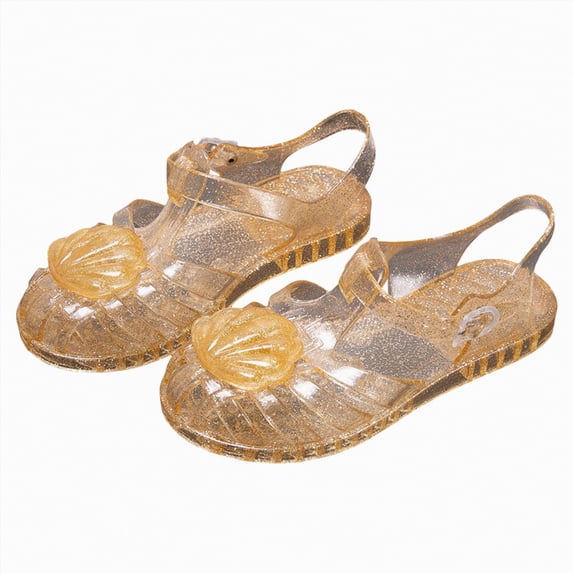 TAmten Toddler Girls Jelly Shoes Soft Unisex-Child Boys Jellies Sandals Rubber Sole Closed Toe Beach Summer Mary Jane Kids Princess Dress Flat(Yellow,1)
