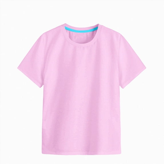 TAmten Toddler Girls Shirts Crop Tops Baby Girls Crew Neck Cropped T Shirts Short Sleeve Basic Tees Shirts Girls(Pink,9-10 Years)