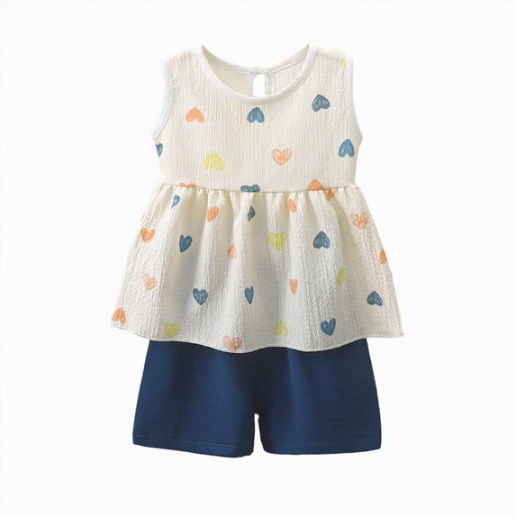 TAmten Toddler Kids Girl Clothes Baby Girls Floral Letter Graphic Top + Shorts 2Pcs Infant Girls Summer Short Set Newborn Girls Pjs Sets 9-18M 2T 3T 4T 5T Size 5-6 Years