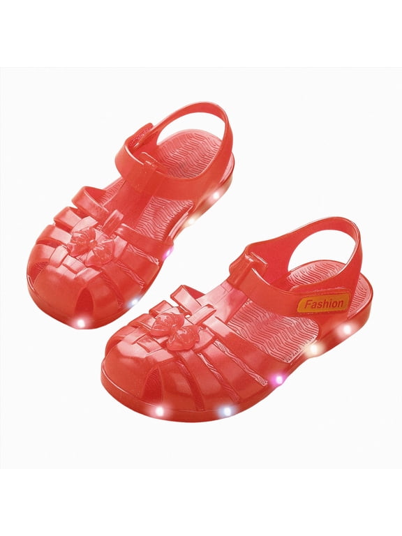 Toddler Sandles Girls Size 9 Soft Rubber Sole Closed Toe Summer Shoes Mary Jane Dress Princess Flat Red