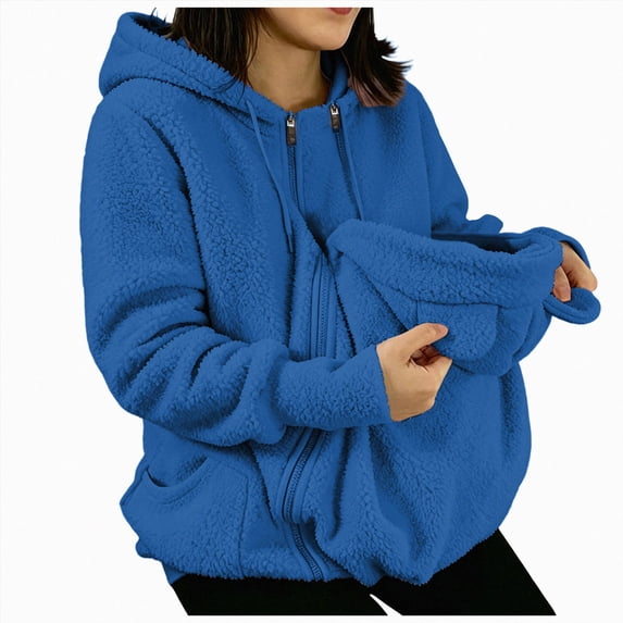 TAmten Women's 3 in 1 Pet Wearing Jacket, Thickened Fleece Winter Coat, Warm Full Zip Cat Carrier Hoodie Gift for Cat Owners|XXL