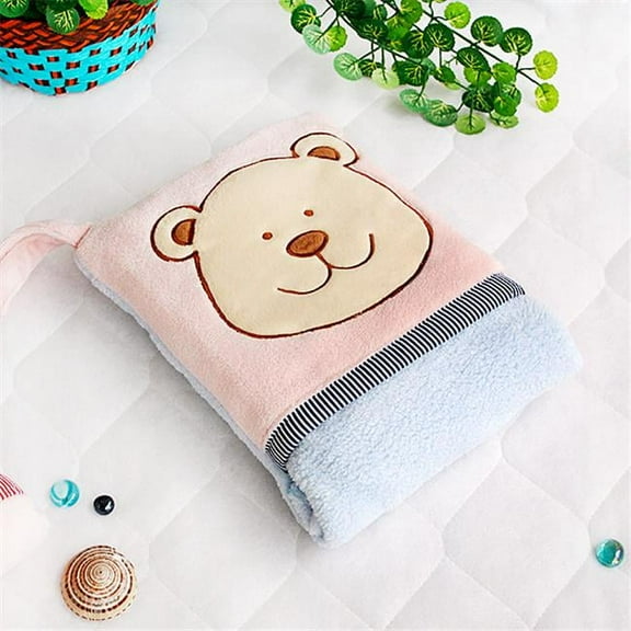 TB-CB002-PINK-28.3by35.1 Pink Bear Fleece Throw Blanket Pillow Cushion / Travel Pillow Blanket