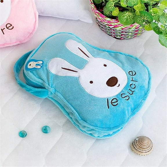 TB-CB006-BLUE-25.2by37 Sugar Rabbit - Blue Throw Blanket Pillow Cushion / Travel Pillow Blanket