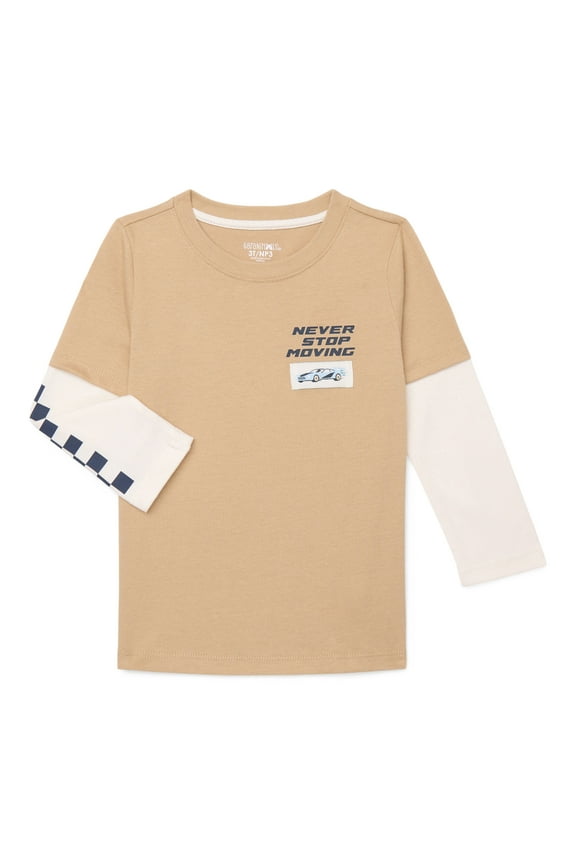 Toddler Boys Layered Graphic Tee with Long Sleeves, Sizes 18M-5T