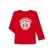 Garanimals Toddler Boys Holiday Graphic Brushed Jersey Tee with Long Sleeves, Sizes 18M-5T