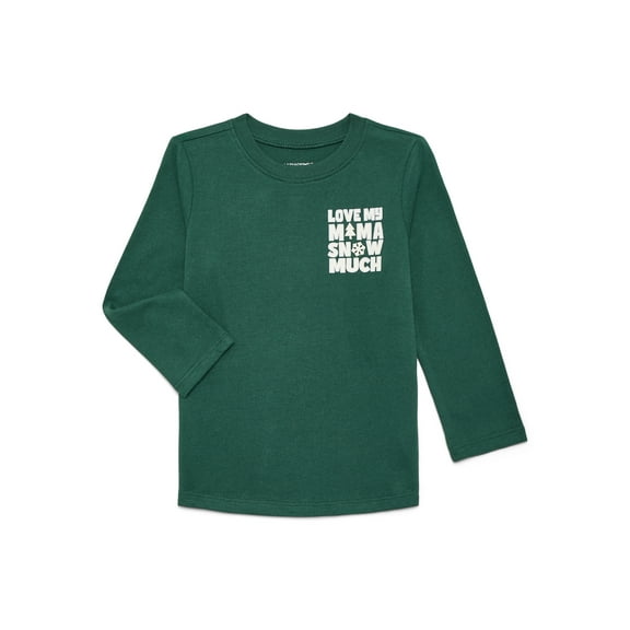 Garanimals Toddler Boys Holiday Graphic Brushed Jersey Tee with Long Sleeves, Sizes 18M-5T