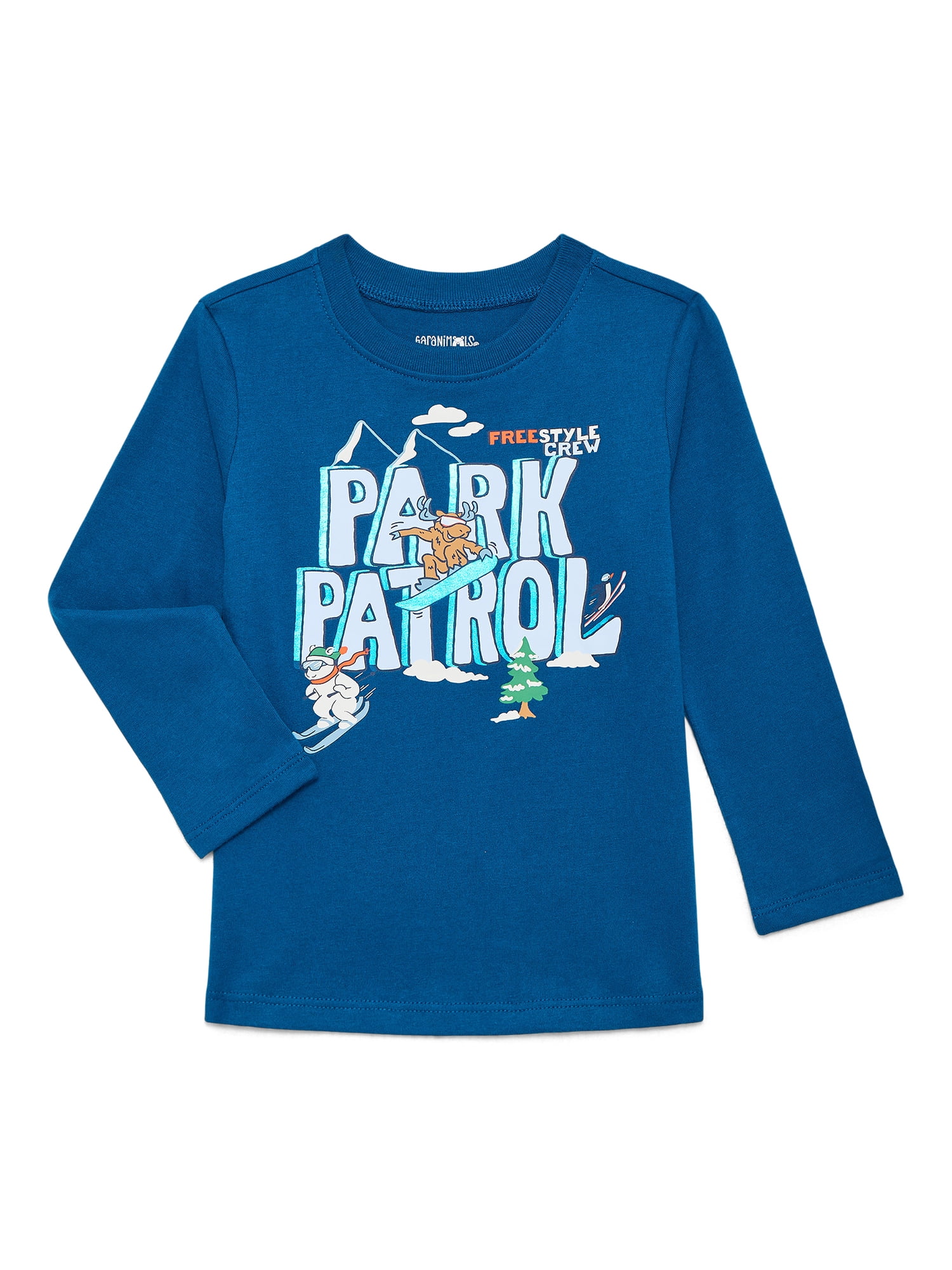 Garanimals Toddler Boys Holiday Graphic Brushed Jersey Tee with Long Sleeves, Sizes 18M-5T