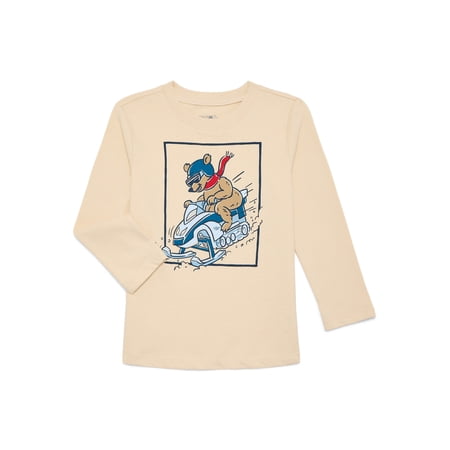 Garanimals Toddler Boys Holiday Graphic Brushed Jersey Tee with Long Sleeves, Sizes 18M-5T
