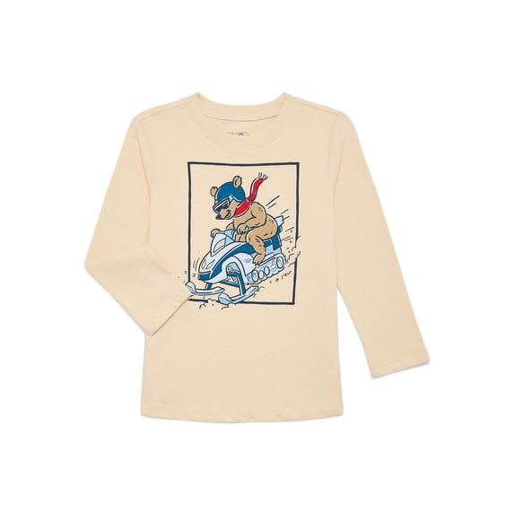Garanimals Toddler Boys Holiday Graphic Brushed Jersey Tee with Long Sleeves, Sizes 18M-5T