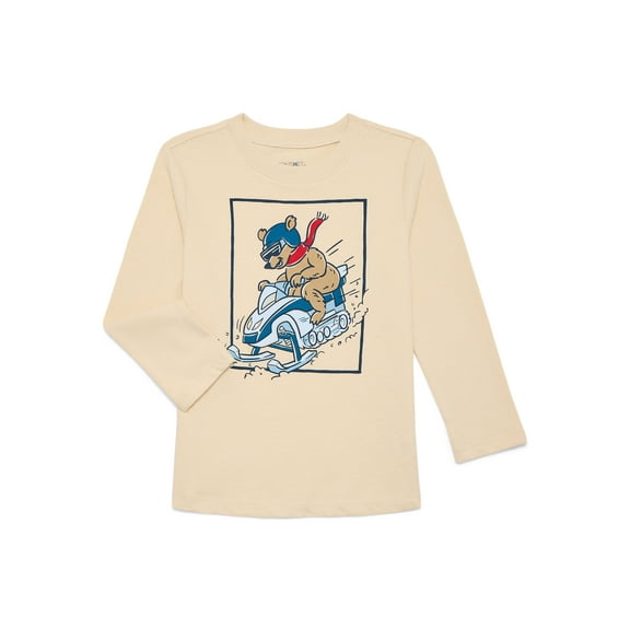 Garanimals Toddler Boys Holiday Graphic Brushed Jersey Tee with Long Sleeves, Sizes 18M-5T