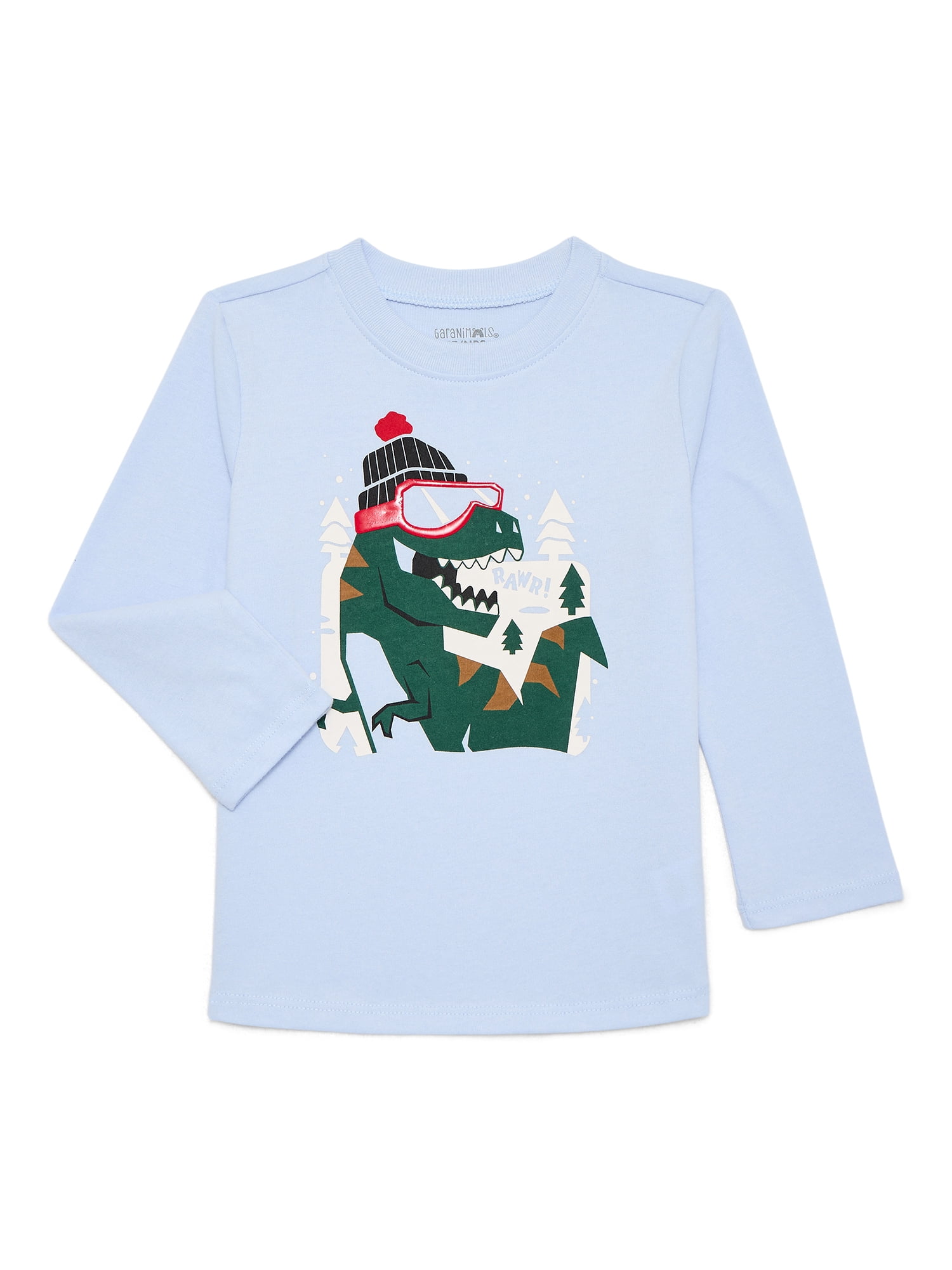 Garanimals Toddler Boys Holiday Graphic Brushed Jersey Tee with Long Sleeves, Sizes 18M-5T