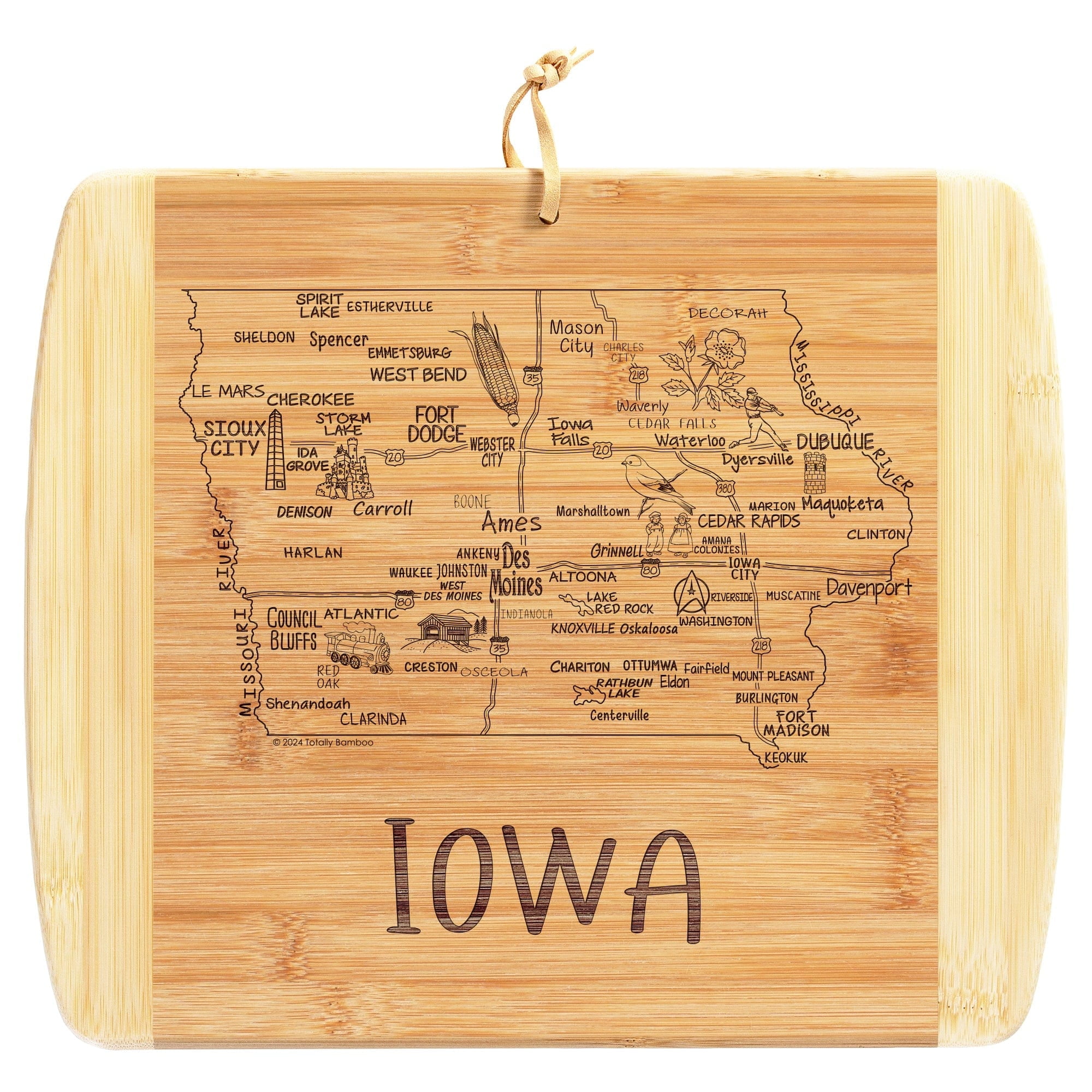 TB Home Iowa Cutting Board and Charcuterie Serving Platter, 13