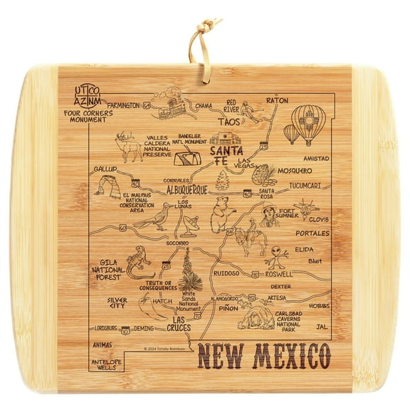 TB Home New Mexico State Cutting Board and Charcuterie Serving Platter, 13" x 11"