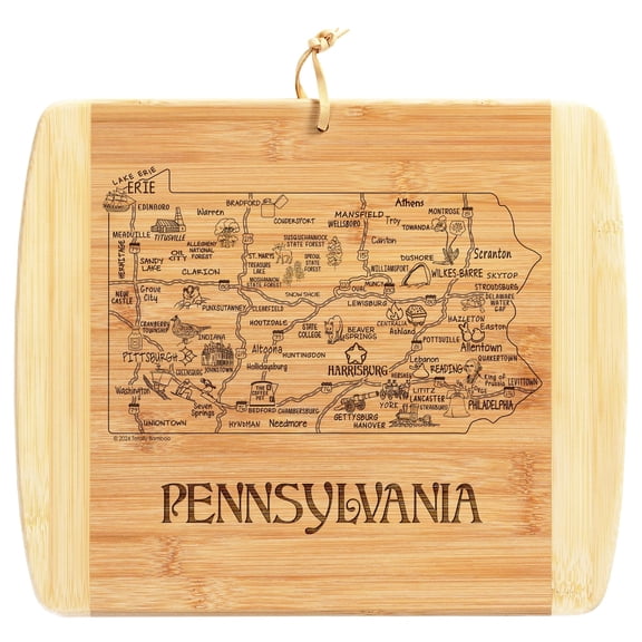 TB Home Pennsylvania State Cutting Board and Charcuterie Serving Platter, 13" x 11"