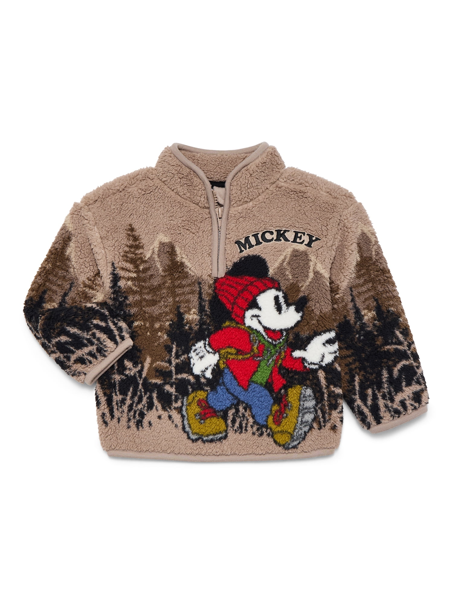 Mickey Mouse Toddler Boys Plush Fleece Half Zip Sweatshirt, Sizes 12M-5T