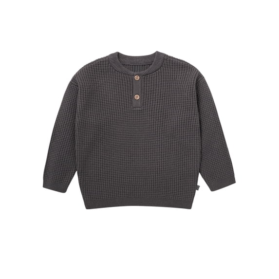 Modern Moments by Gerber Toddler Boy Waffle Henley Sweater Knit, 12 Months - 5T